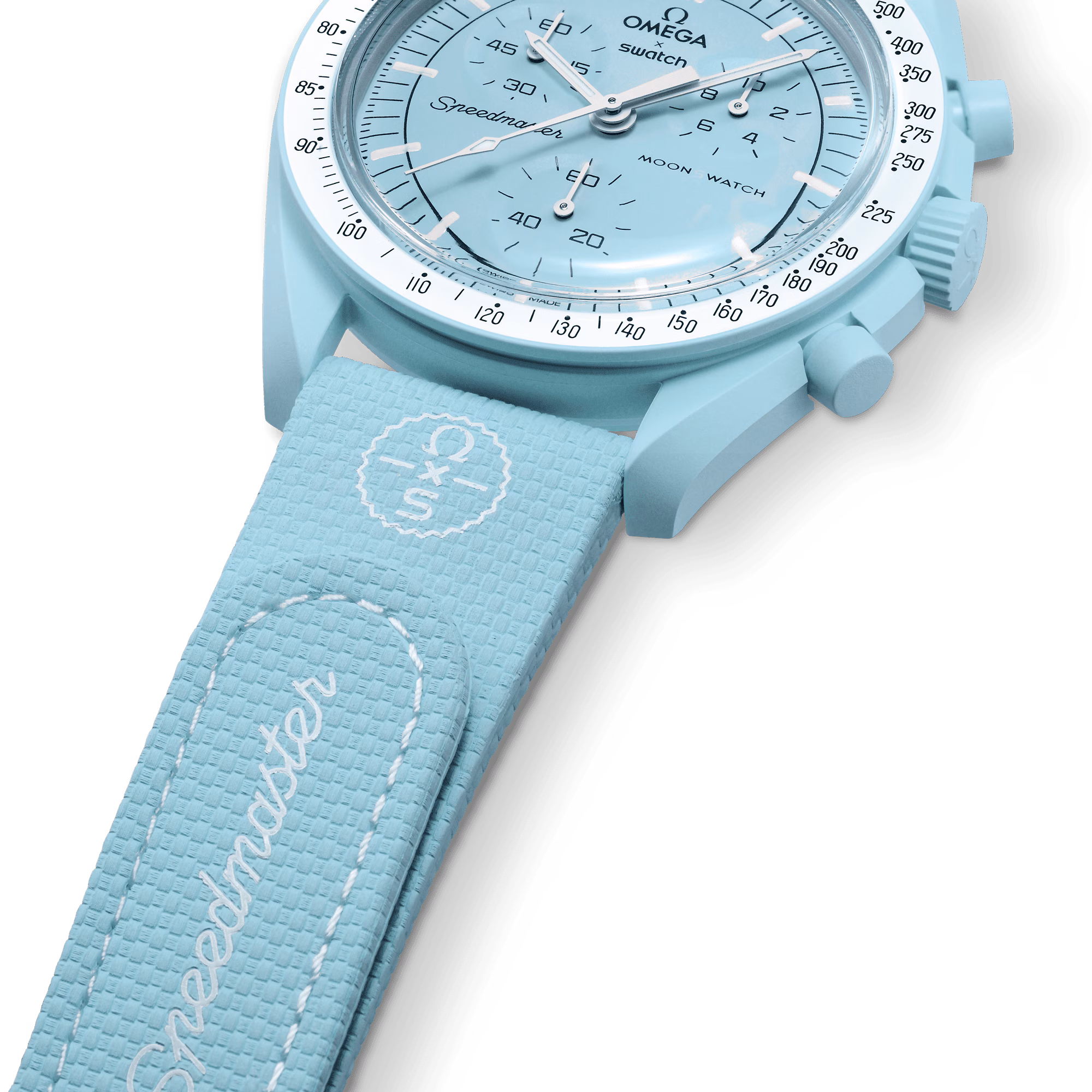 Moonswatch Light Blue/white Rubber – Image 3