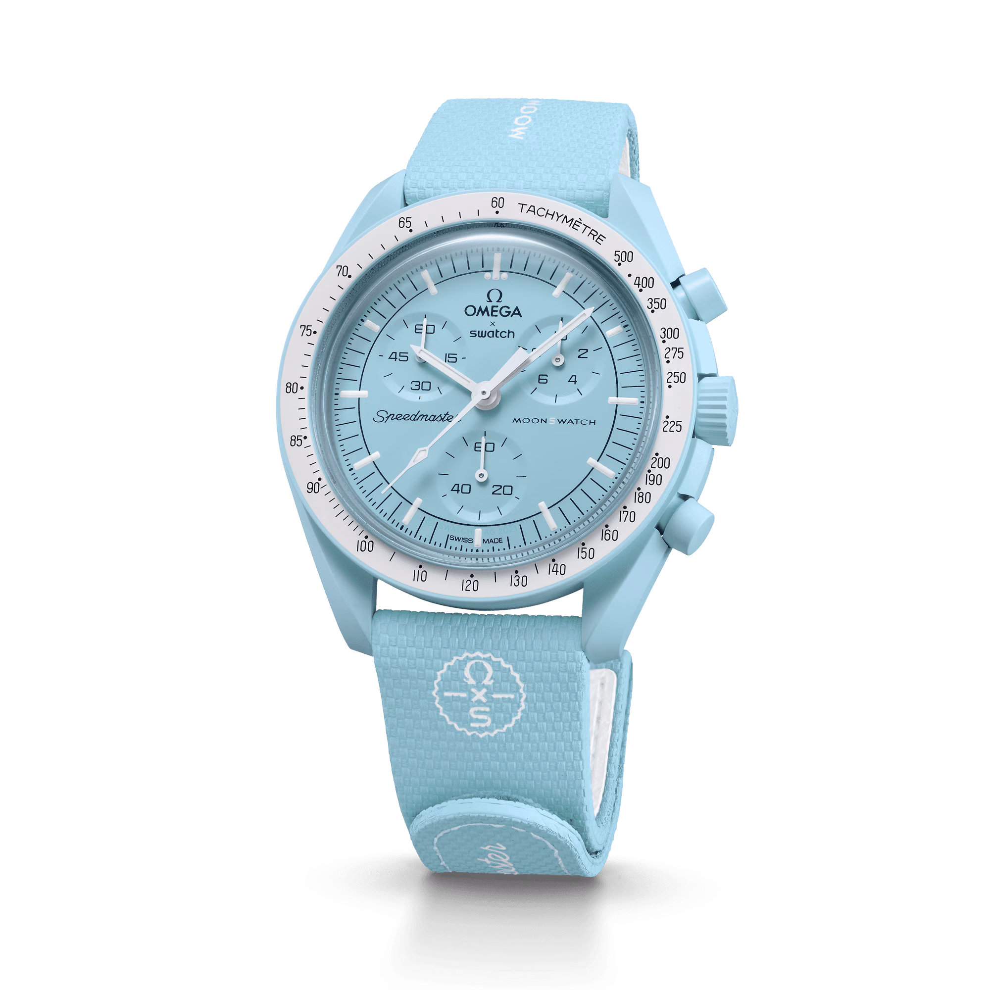 Moonswatch Light Blue/white Rubber – Image 4